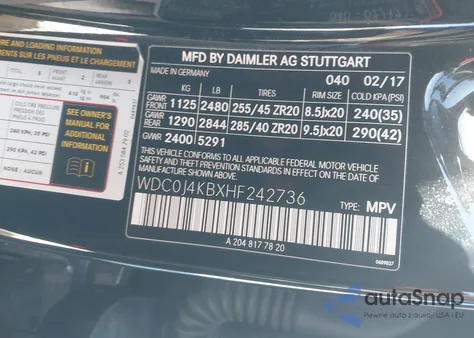 2017 Mercedes-Benz Glc 300 Coupe 4Matic z USA, uszkodzony, nr VIN WDC0J4KBXHF242736